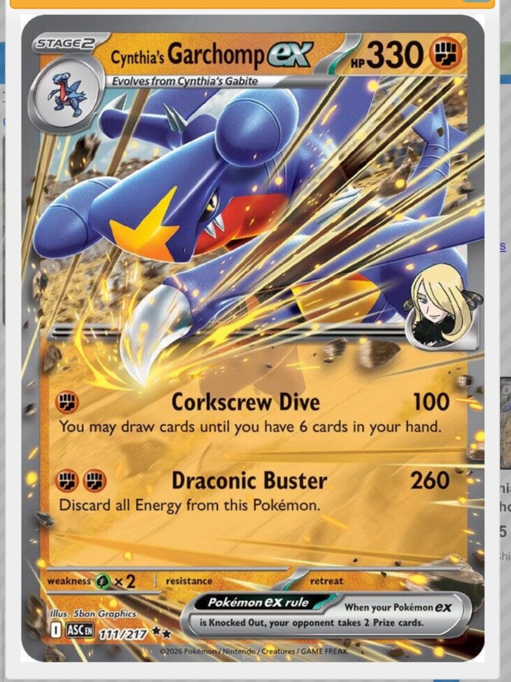 Cynthia's Garchomp Ex #111 Pokemon Ascended Heroes